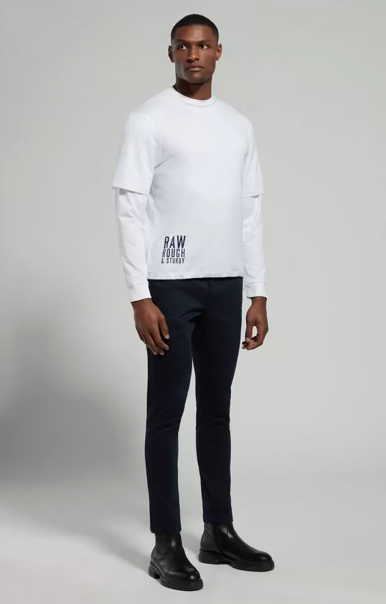 White Hombre Layered Effect Men's T-Shirt Bikkembergs Camisetas - 3