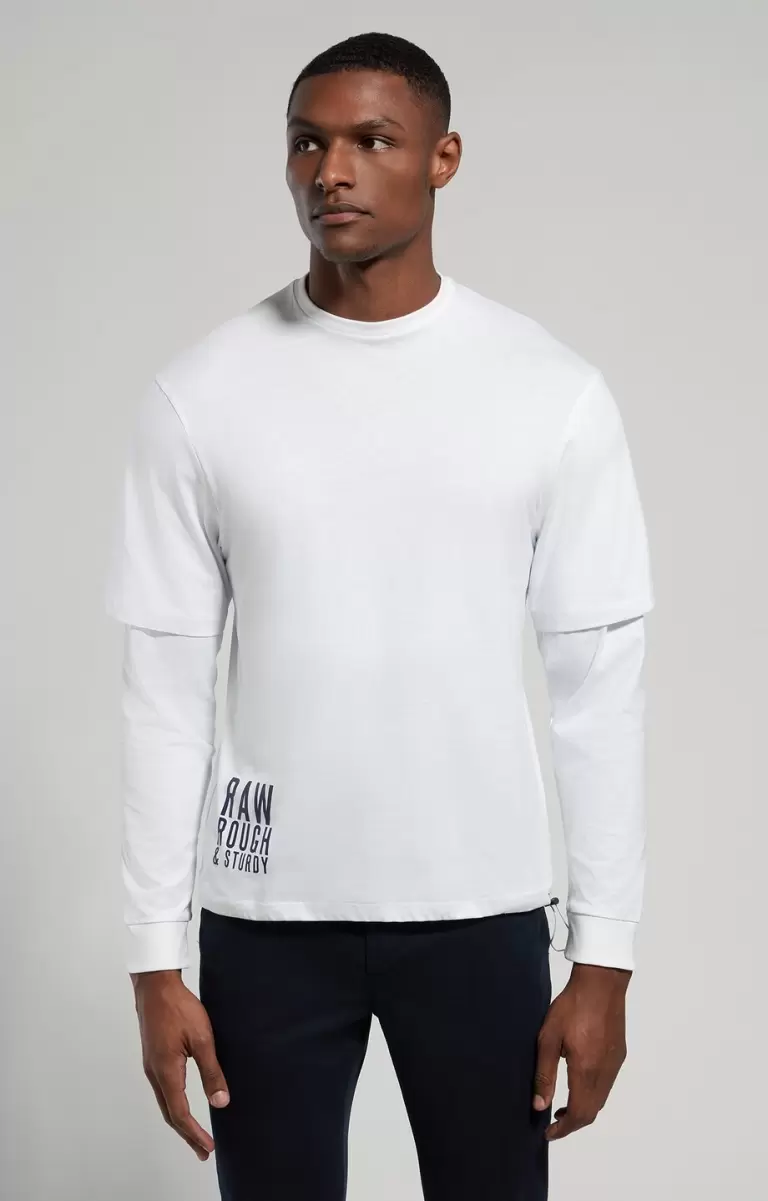 White Hombre Layered Effect Men's T-Shirt Bikkembergs Camisetas - 4