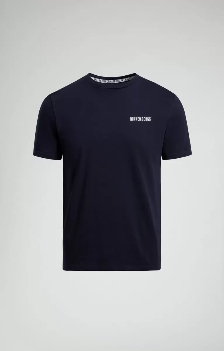 Dress Blues Men's T-Shirt With Neon Print Bikkembergs Camisetas Hombre - 1