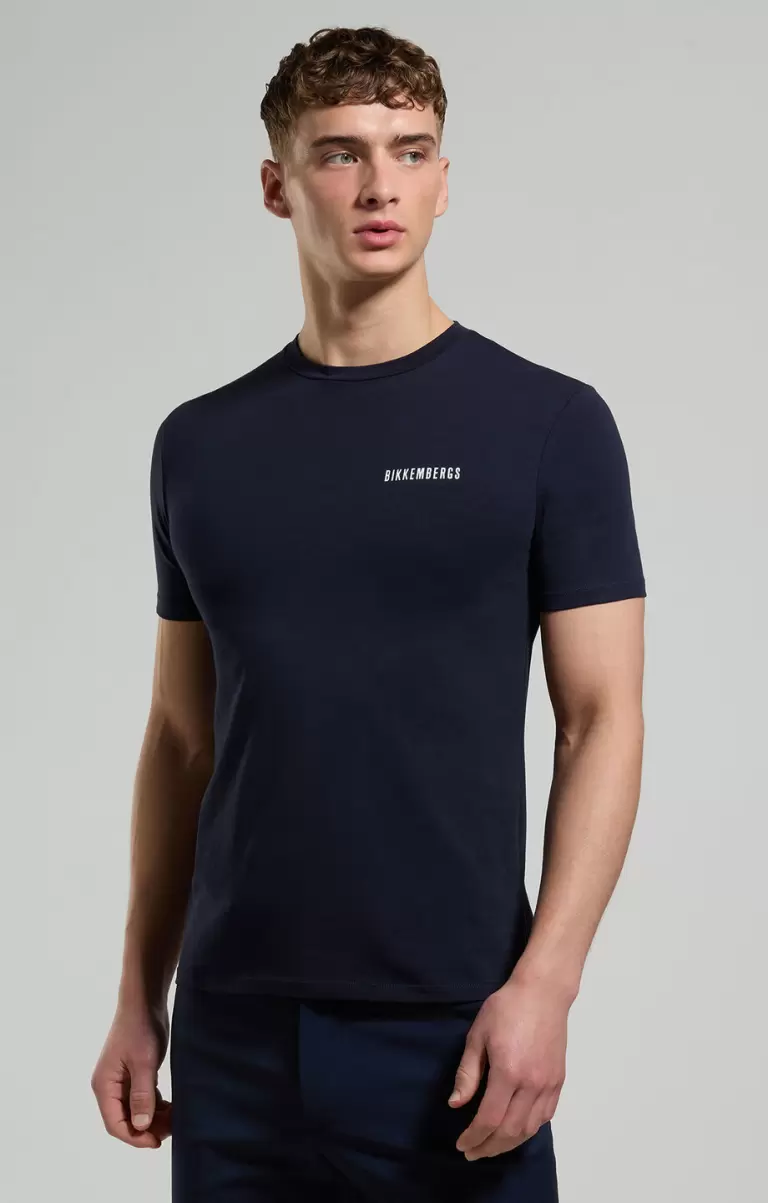 Dress Blues Men's T-Shirt With Neon Print Bikkembergs Camisetas Hombre