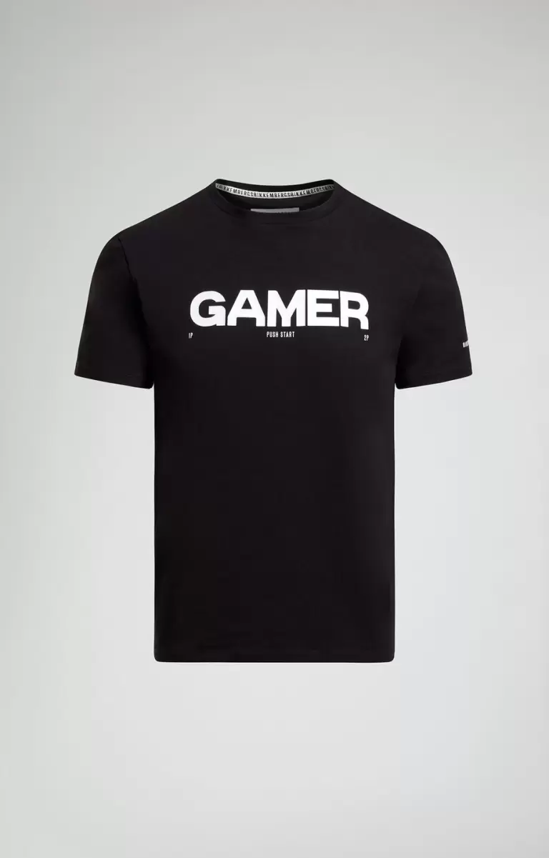 Bikkembergs Camisetas Hombre Black Men's T-Shirt With Gamer Print - 1