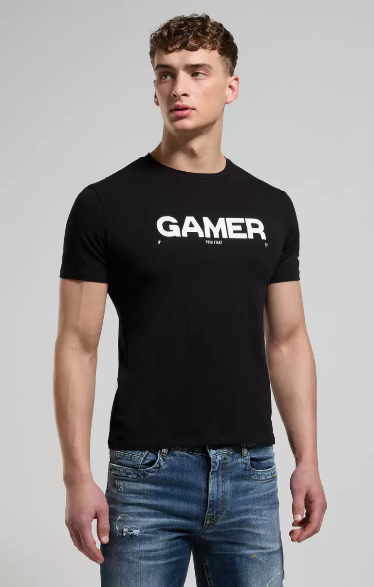 Bikkembergs Camisetas Hombre Black Men's T-Shirt With Gamer Print - 4