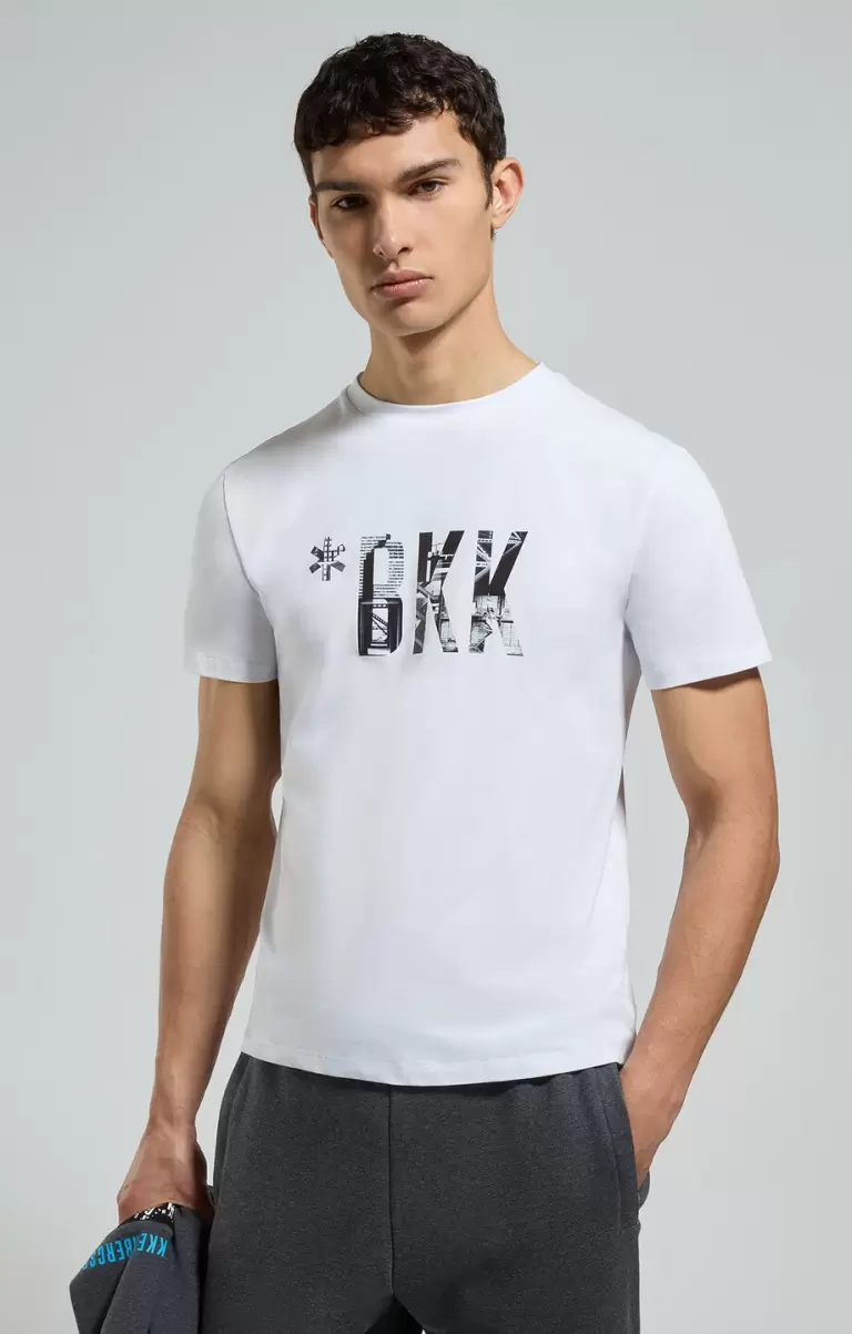 Bikkembergs White Hombre Camisetas Men's Print T-Shirt