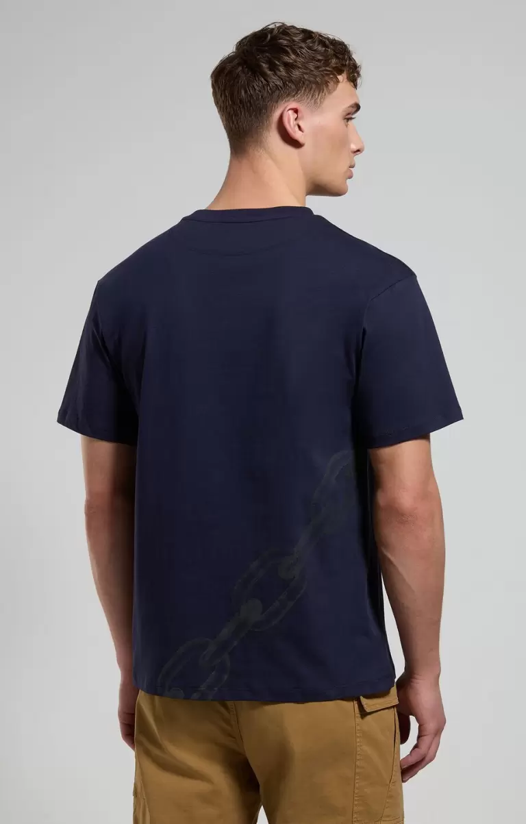 Dress Blues Bikkembergs Camisetas Hombre Men's T-Shirt With Chain Print - 2