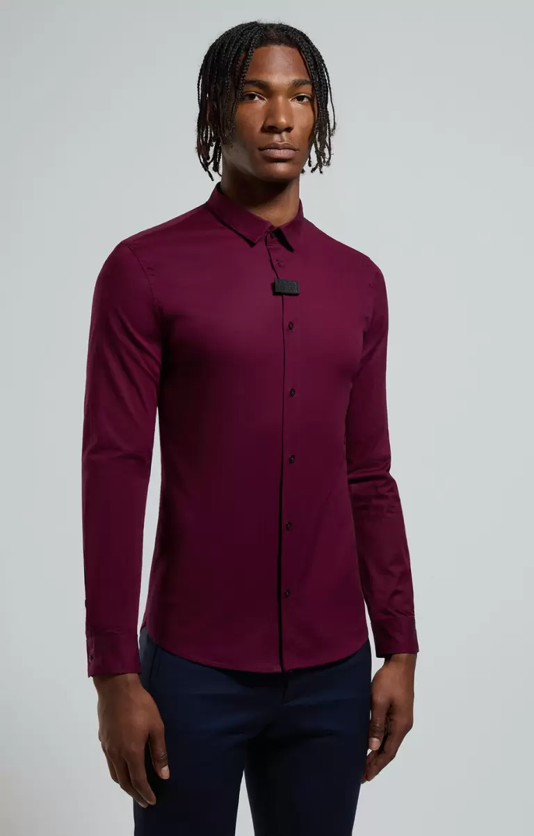 Men's Shirt With Tab Bikkembergs Hombre Potent Purple Camisas - 4