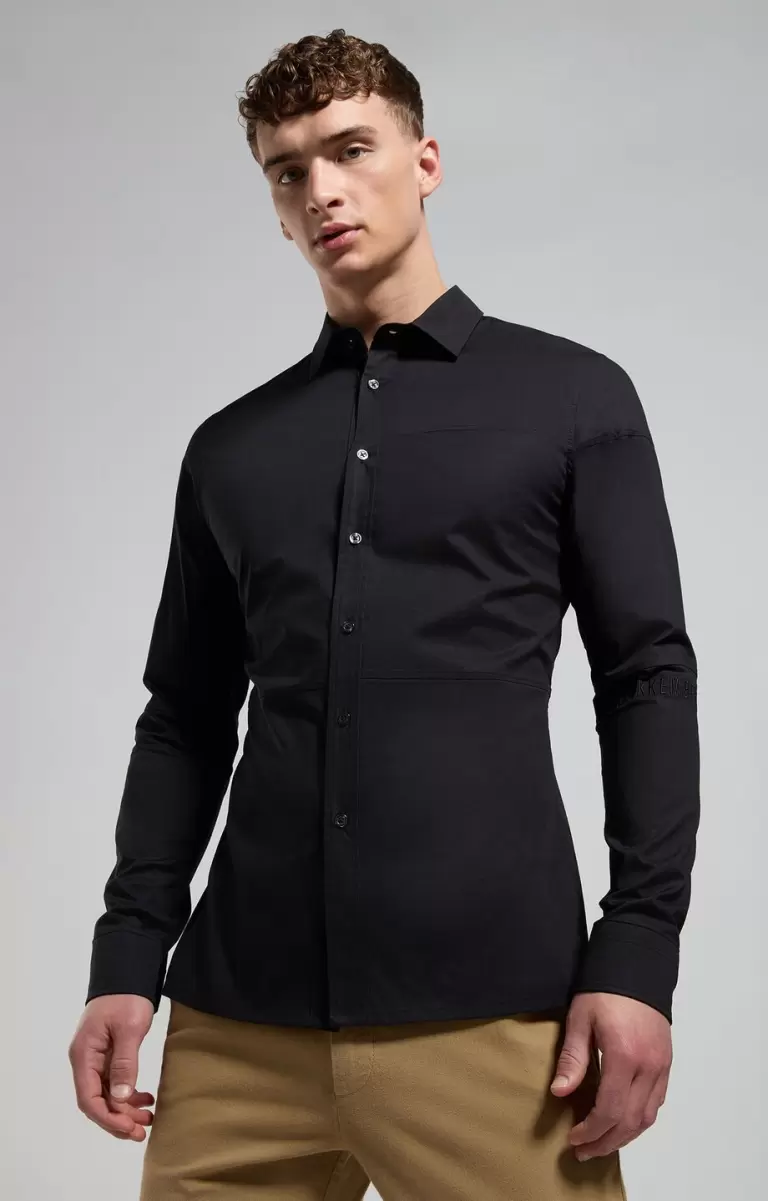 Camisas Black Men's Shirt With Intarsia Hombre Bikkembergs