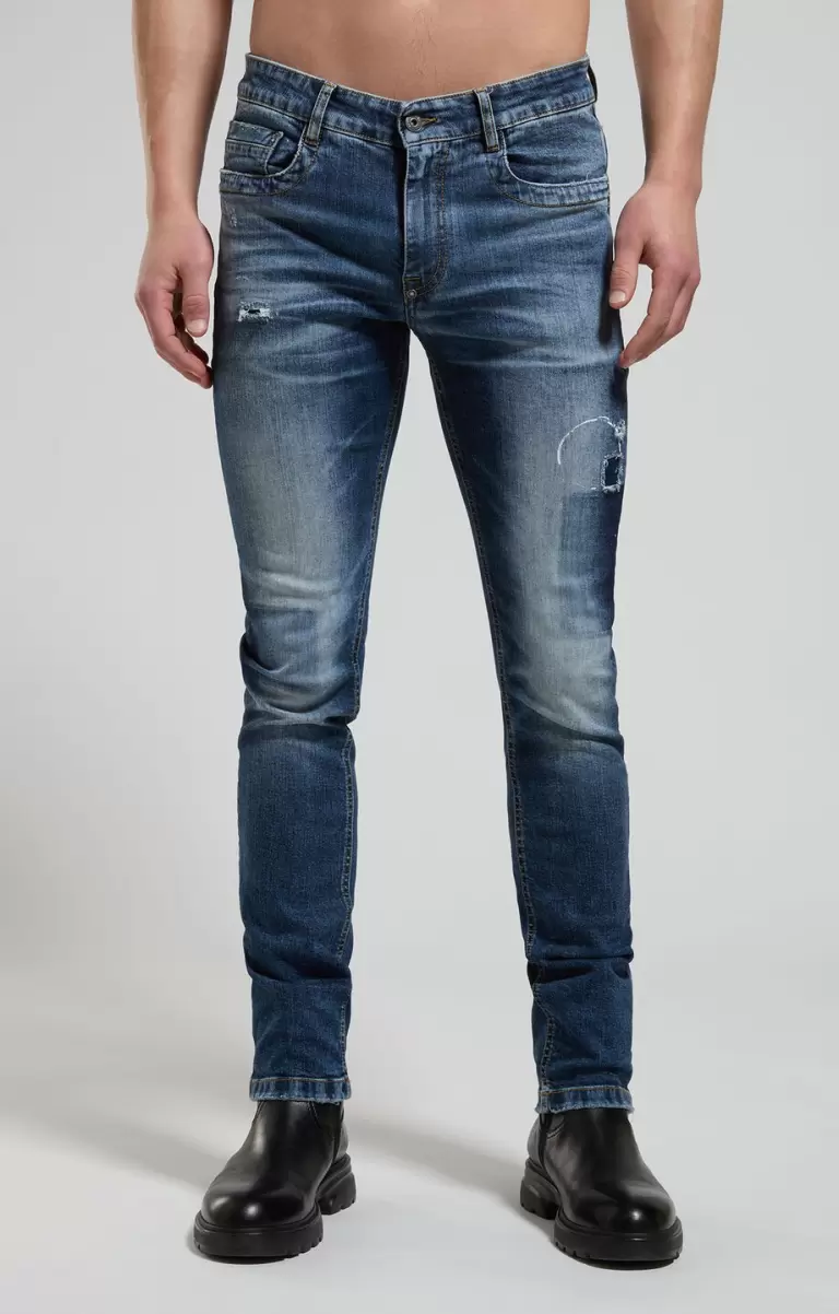 Hombre Blue Denim Jeans Bikkembergs Men's Ripped Jeans - 4