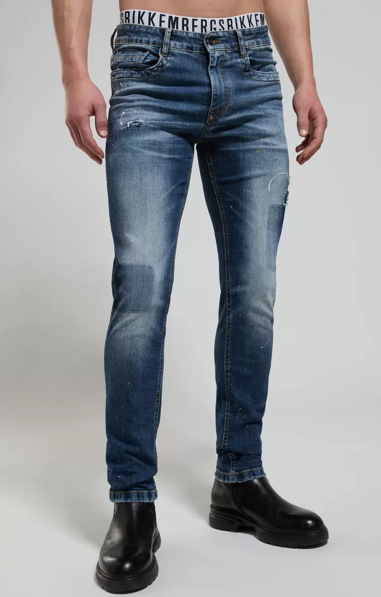 Hombre Blue Denim Jeans Bikkembergs Men's Ripped Jeans