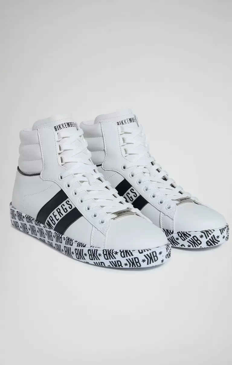 Bikkembergs White/Black Hombre Recoba M Men's Sneakers With Printed Sole Zapatillas