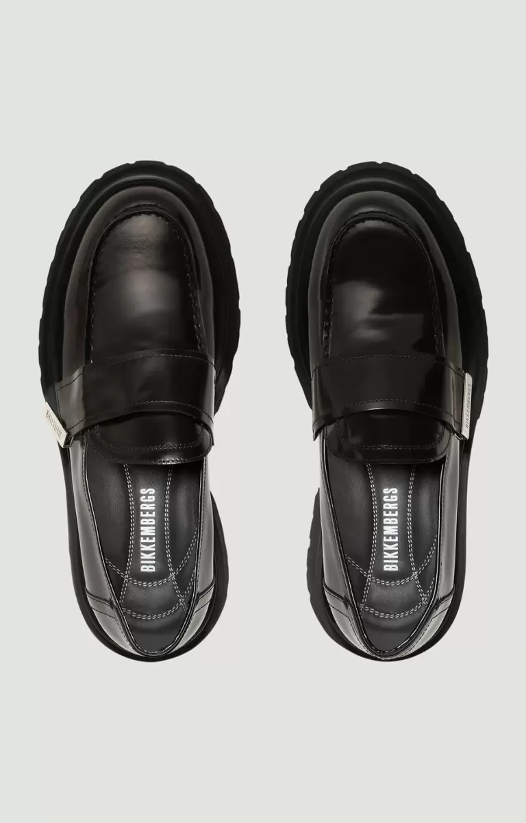 Leather Men's Mocassins - Chunky College Zapatos Sin Cordones Black Bikkembergs Hombre - 3