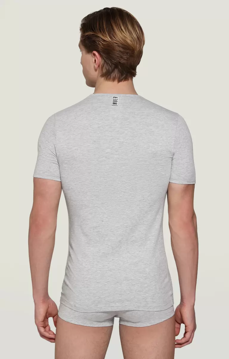 Men's Round Neck Undershirt Hombre Grey Melange Camisetas Bikkembergs - 1
