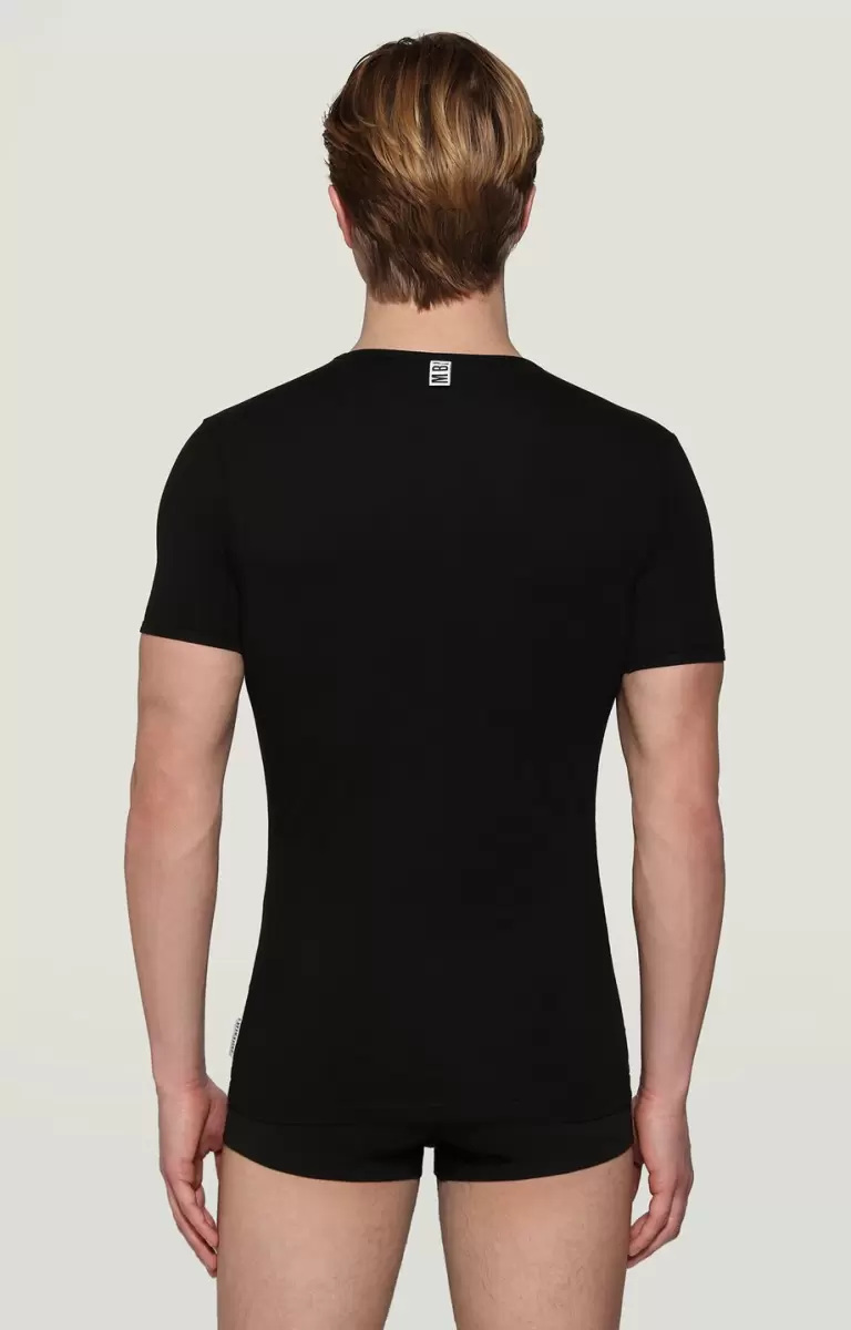 Men's V-Neck Undershirt Hombre Camisetas Black Bikkembergs - 1