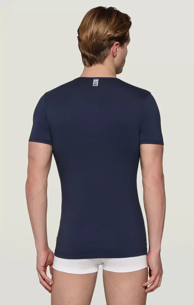 Men's V-Neck Undershirt Bikkembergs Camisetas Hombre Navy - 1