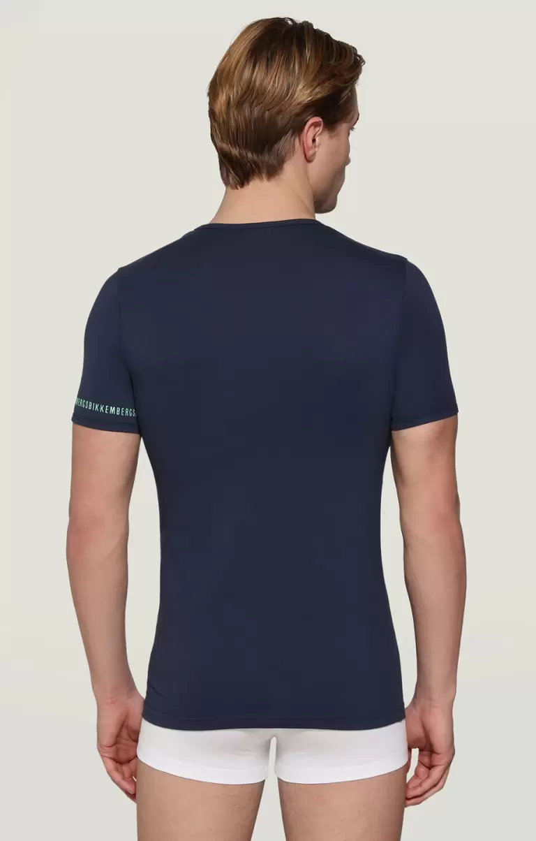 Men's Undershirt In Organic Cotton Hombre Navy Bikkembergs Camisetas - 1