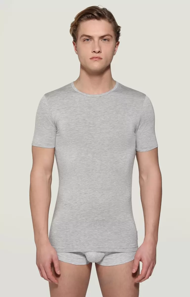 Bikkembergs Men's Undershirt In Bamboo Fibre Camisetas Hombre Grey Melange