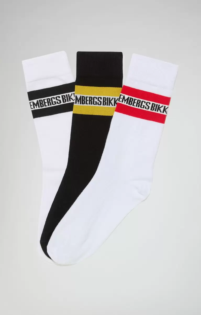 Multicolor Calcetines 3-Pack Unisex Athletic Socks - Contrast Band Bikkembergs Hombre - 1