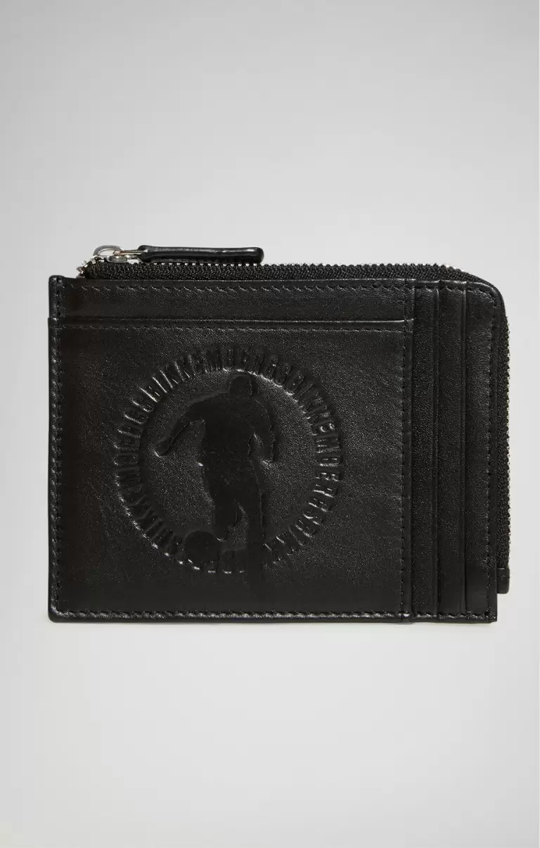 Compact Men's Wallet With Embossed Logo Hombre Black Carteras Bikkembergs