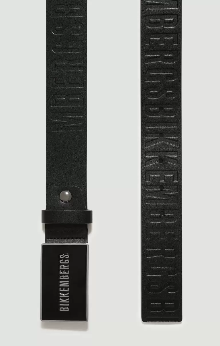 Cinturones Hombre Men's Leather Belt With Plaque Black Bikkembergs - 1