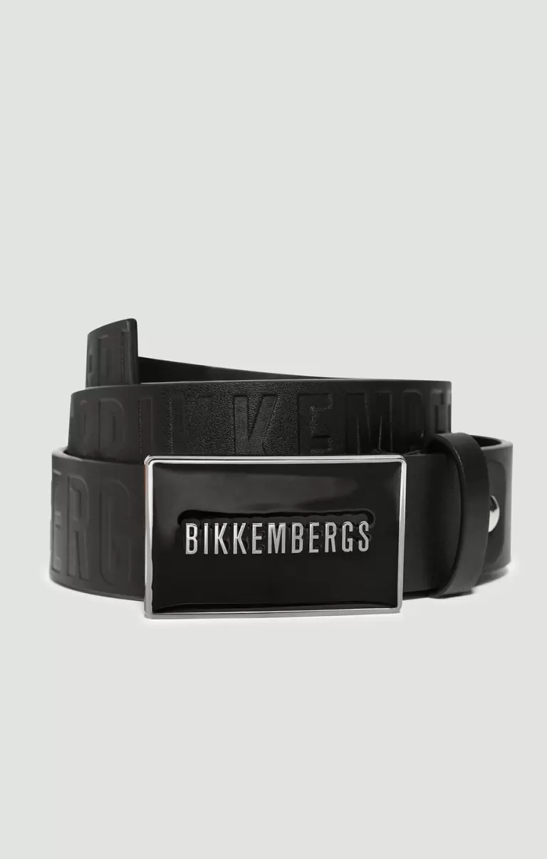 Cinturones Hombre Men's Leather Belt With Plaque Black Bikkembergs