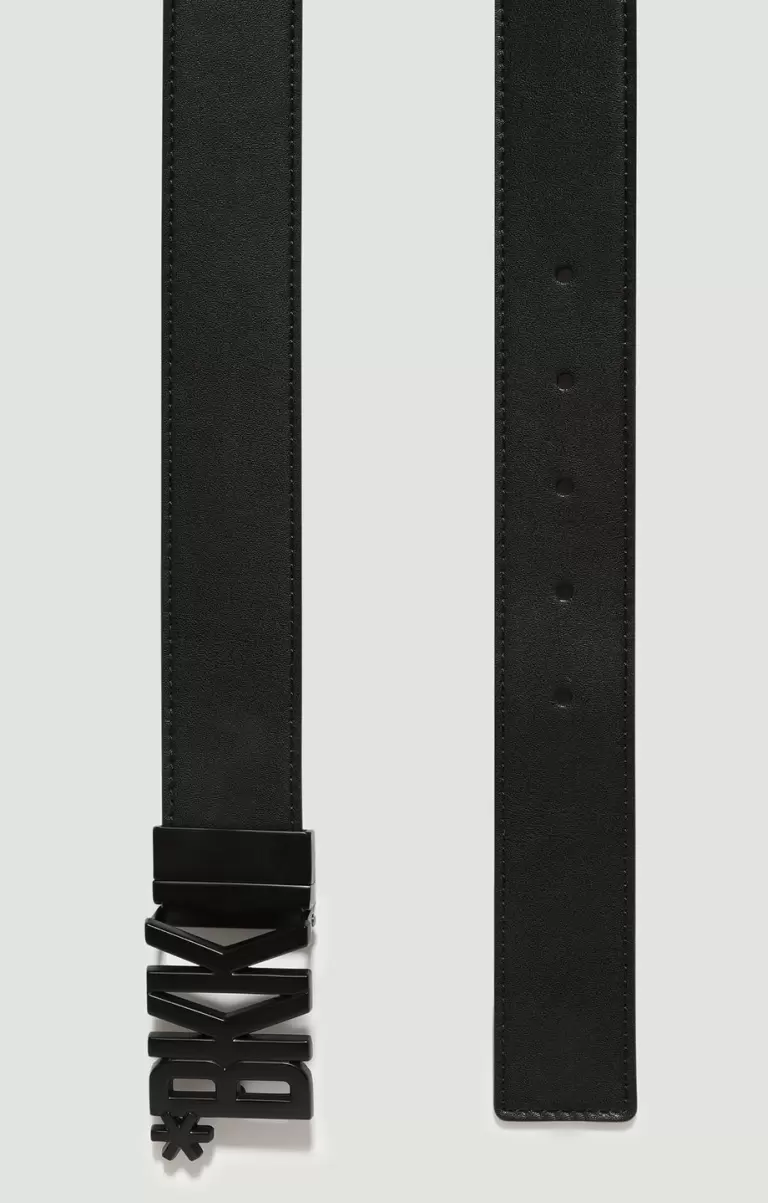 Cinturones Bikkembergs Men's Leather Belt With Letter Buckle Hombre Black/Blue - 1