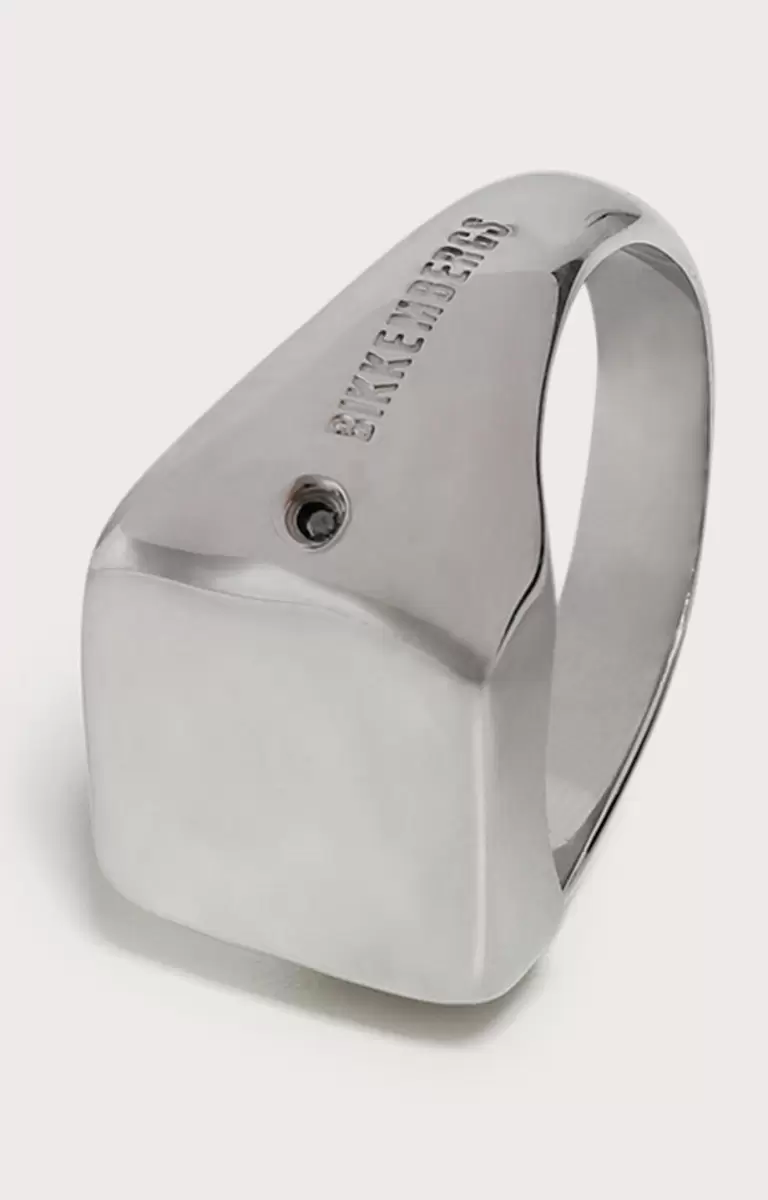 White Hombre Bikkembergs Men's Chevalier Ring With Diamond Joyería - 1