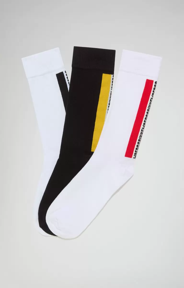 3-Pack Unisex Athletic Socks - Contrast Band Multicolor Calcetines Bikkembergs Mujer - 1