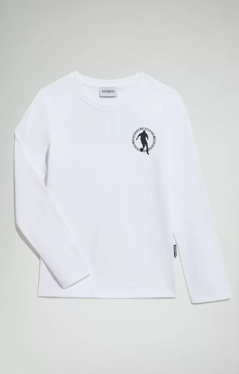 White Chaquetas Boy's Long-Sleeve Print T-Shirt Bikkembergs Niños