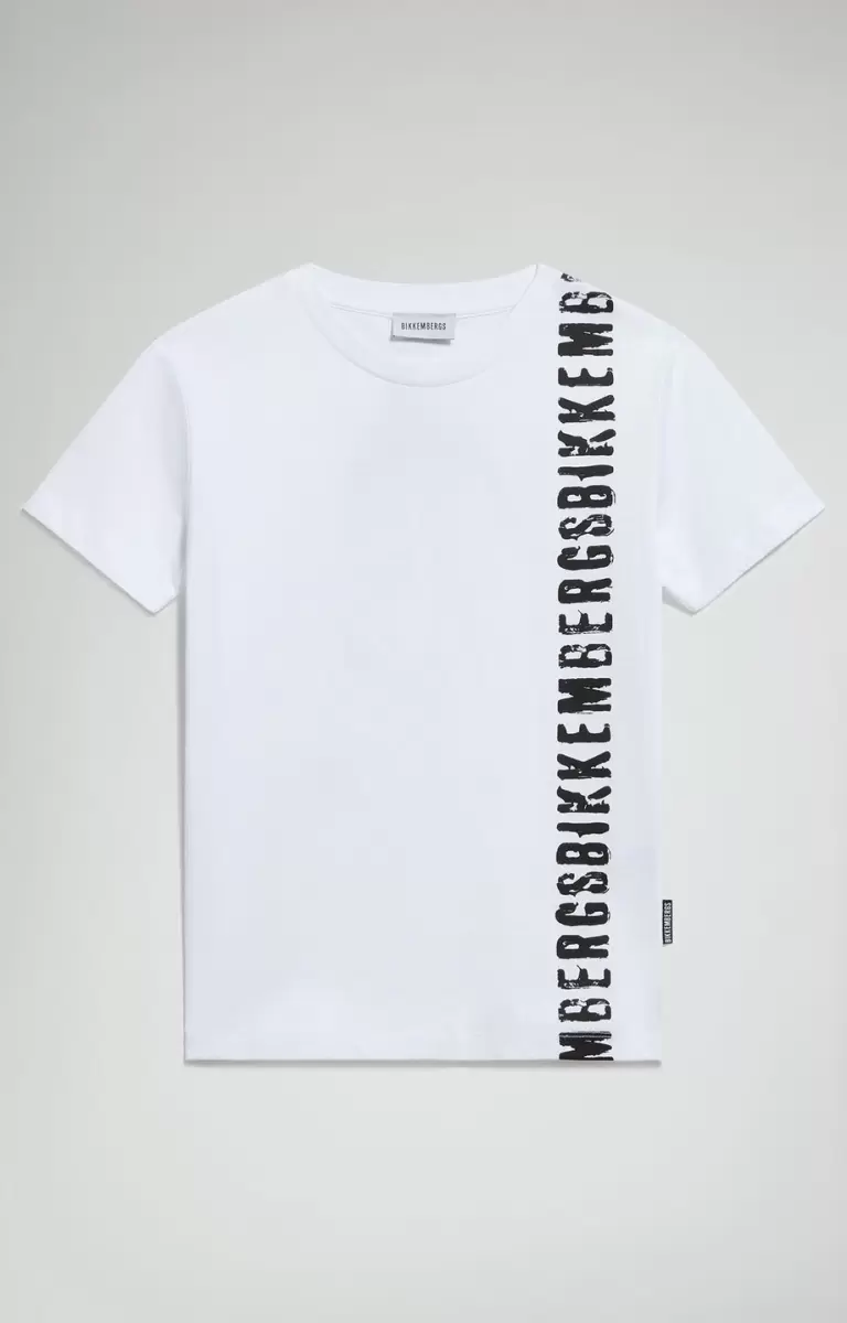 Boy's Print T-Shirt Bikkembergs White Niños Chaquetas