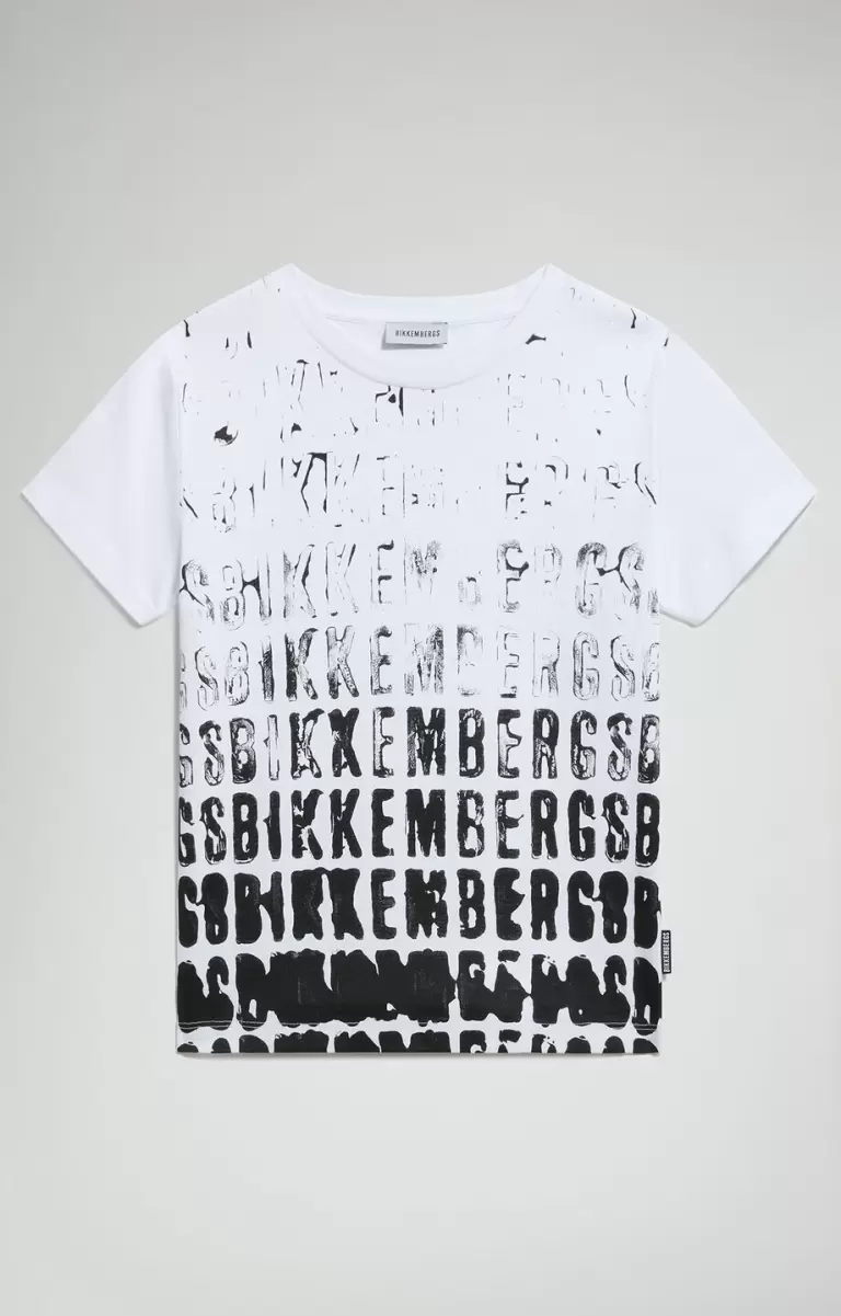 Niños White Chaquetas Boy's T-Shirt With Faded Logo Bikkembergs