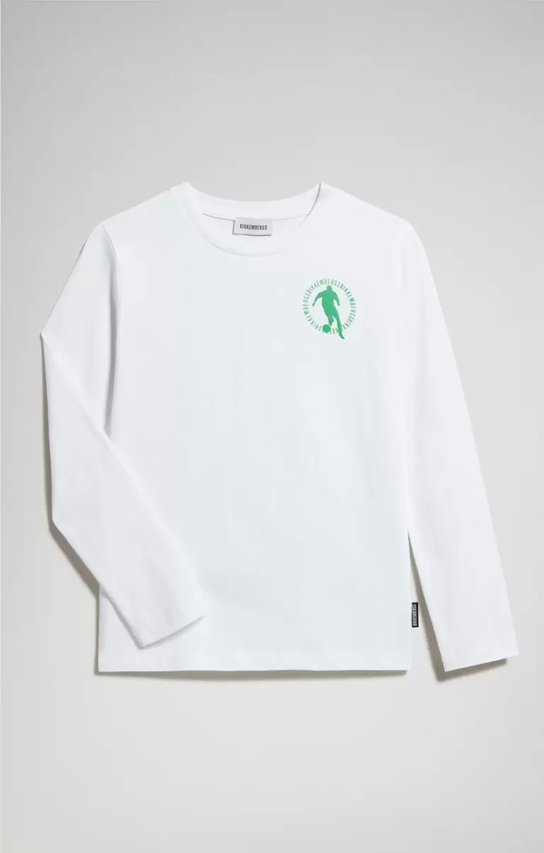 Bikkembergs Chaquetas Niños Boy's Long-Sleeve Print T-Shirt White