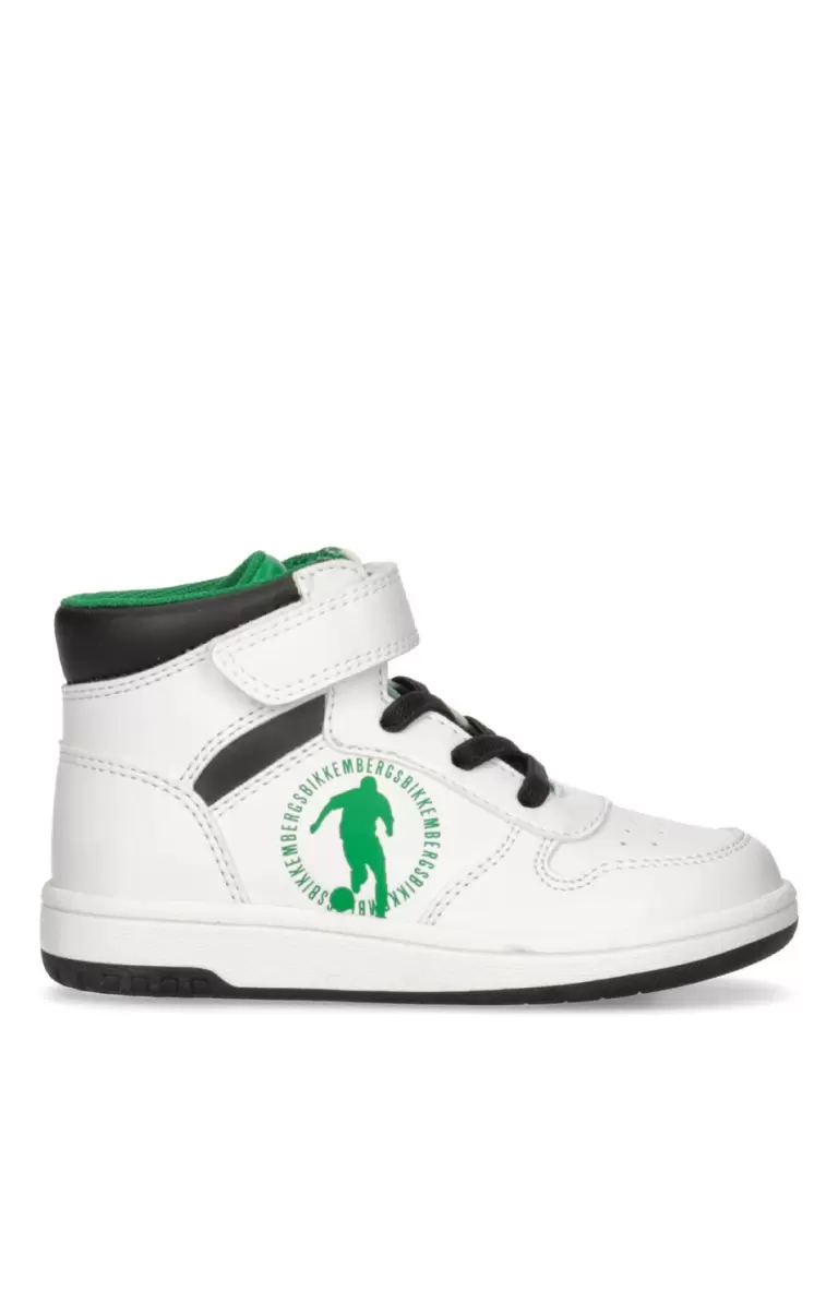 Boy's High-Top Sneakers - Oliver White Niños Kids Shoes (4-6) Bikkembergs