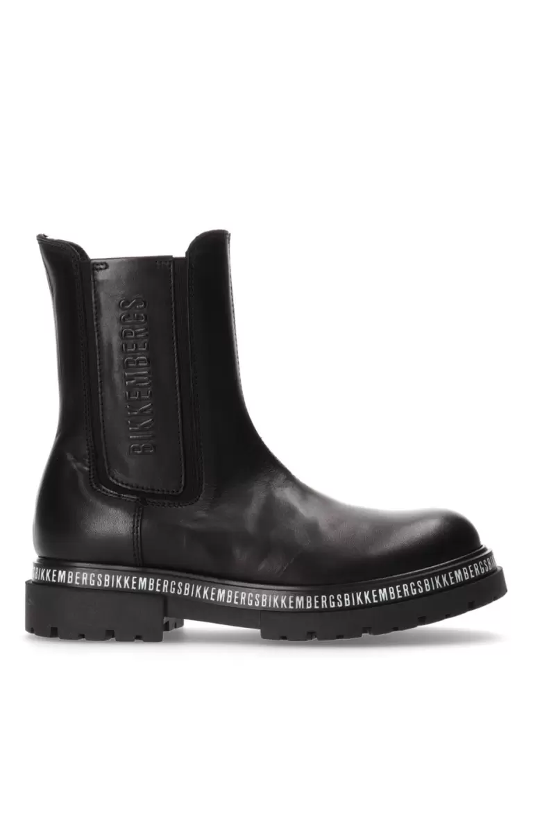 Boy's Ankle Boots With Logo - Kessy Niños Junior Shoes (8-16) Bikkembergs Black