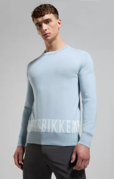 Prendas De Punto Celestial Blue Hombre Men's Sweater With Jacquard Logo Bikkembergs