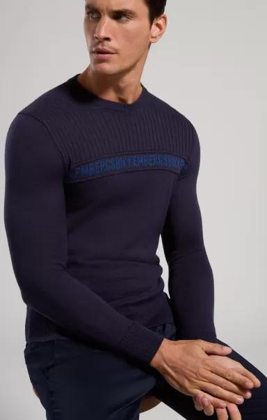 Dress Blues Prendas De Punto Bikkembergs Hombre Men's Sweater With Ribbed Detail