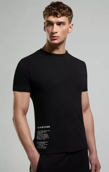 Black Hombre Camisetas Bikkembergs Men's T-Shirt With Eclipse Print