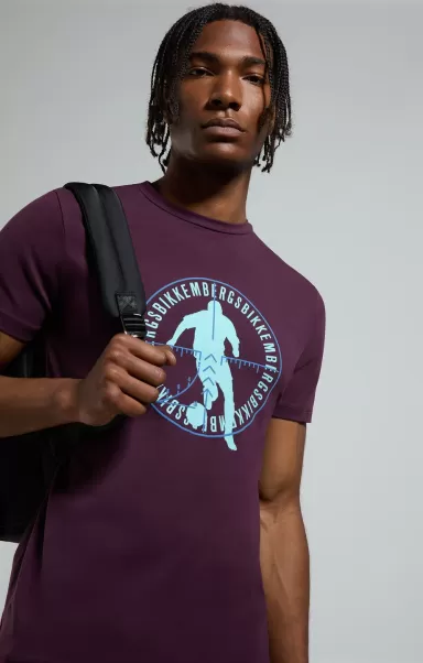 Potent Purple Bikkembergs Soccer Print Men's T-Shirt Camisetas Hombre