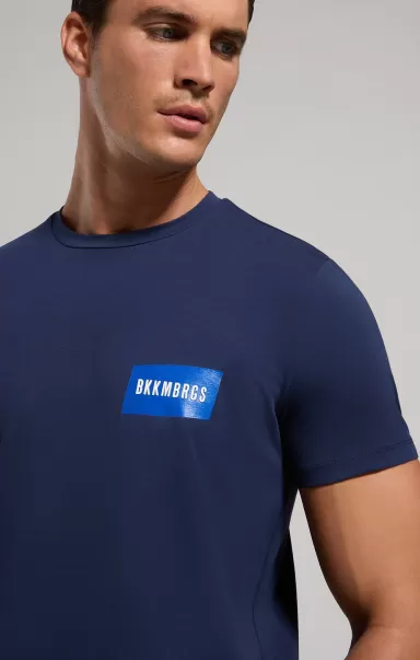 Hombre Bikkembergs Camisetas Men's T-Shirt With Textured Detail Dress Blues