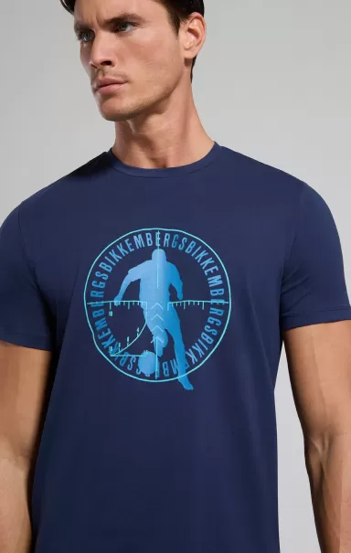 Bikkembergs Dress Blues Camisetas Soccer Print Men's T-Shirt Hombre
