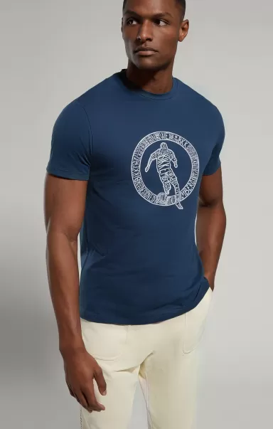 Men's T-Shirt With Keyword Print Dress Blues Bikkembergs Hombre Camisetas