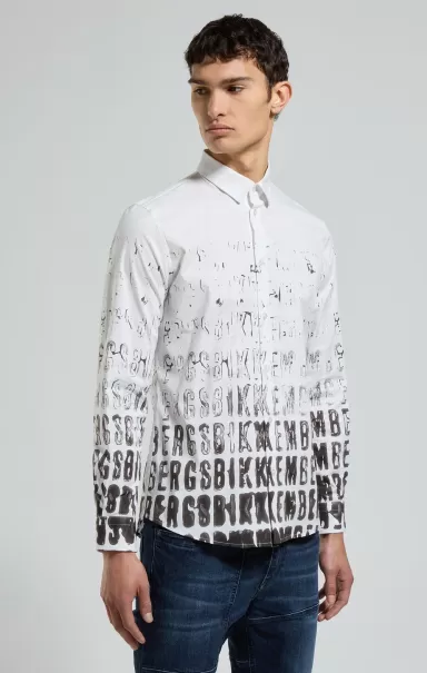 Slim Fit Men's Shirt With All-Over Print Camisas White Bikkembergs Hombre
