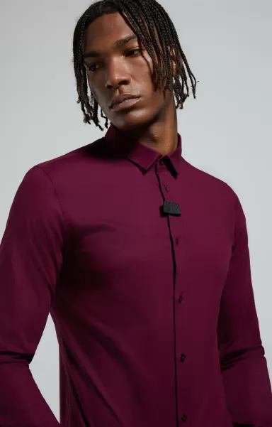 Men's Shirt With Tab Bikkembergs Hombre Potent Purple Camisas