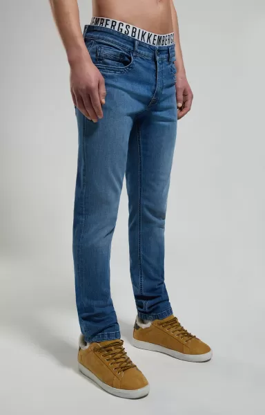 Blue Denim Jeans Hombre Slim Fit Men's Jeans Bikkembergs