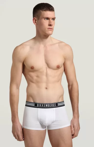 Bikkembergs Hombre 2-Pack Men's Boxers Stripe Waistband Boxers White