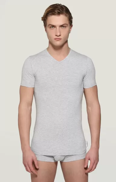 Hombre Bikkembergs 2-Pack Men's V-Neck Undershirt Camisetas Grey Melange