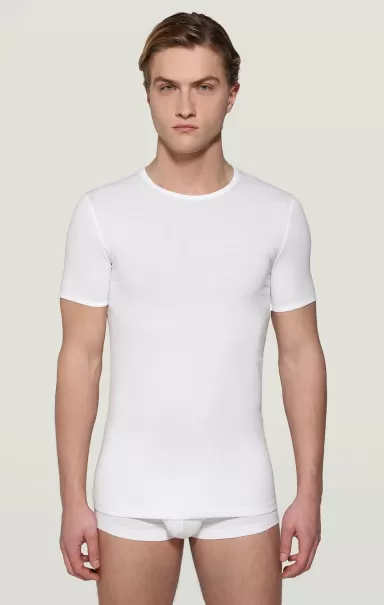 Hombre Men's Round Neck Undershirt Bikkembergs White Camisetas