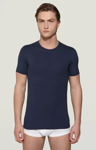 Bikkembergs Hombre Camisetas Men's Round Neck Undershirt Navy