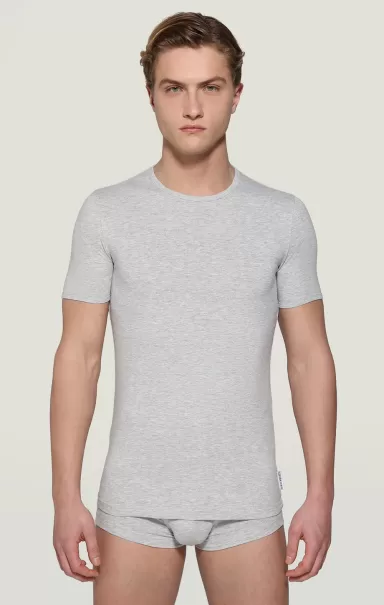 Men's Round Neck Undershirt Hombre Grey Melange Camisetas Bikkembergs