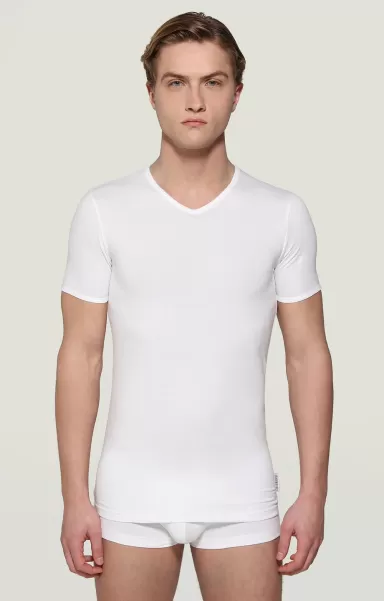 Bikkembergs Hombre White Camisetas Men's V-Neck Undershirt