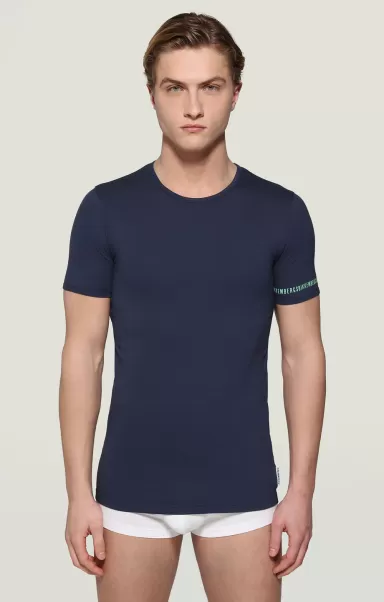 Men's Undershirt In Organic Cotton Hombre Navy Bikkembergs Camisetas
