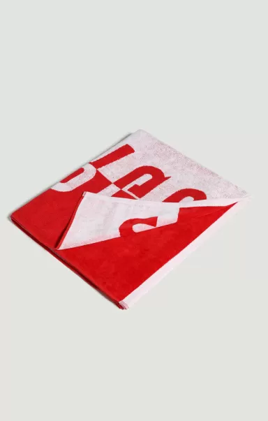 Red Beach Towel With Double Tape Hombre Toallas De Playa Bikkembergs